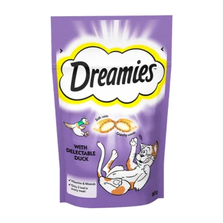 تشویقی گربه دریمز طعم اردک وزن 60 گرم – Dreamies