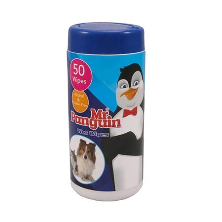 دستمال مرطوب حیوانات مستر پنگوئن مدل Wet Wipes بسته 50 عددی