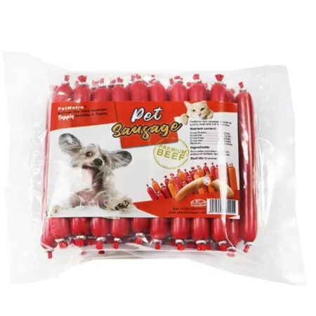 تشویقی سوسیس سگ و گربه با طعم گوشت برند پت مترو